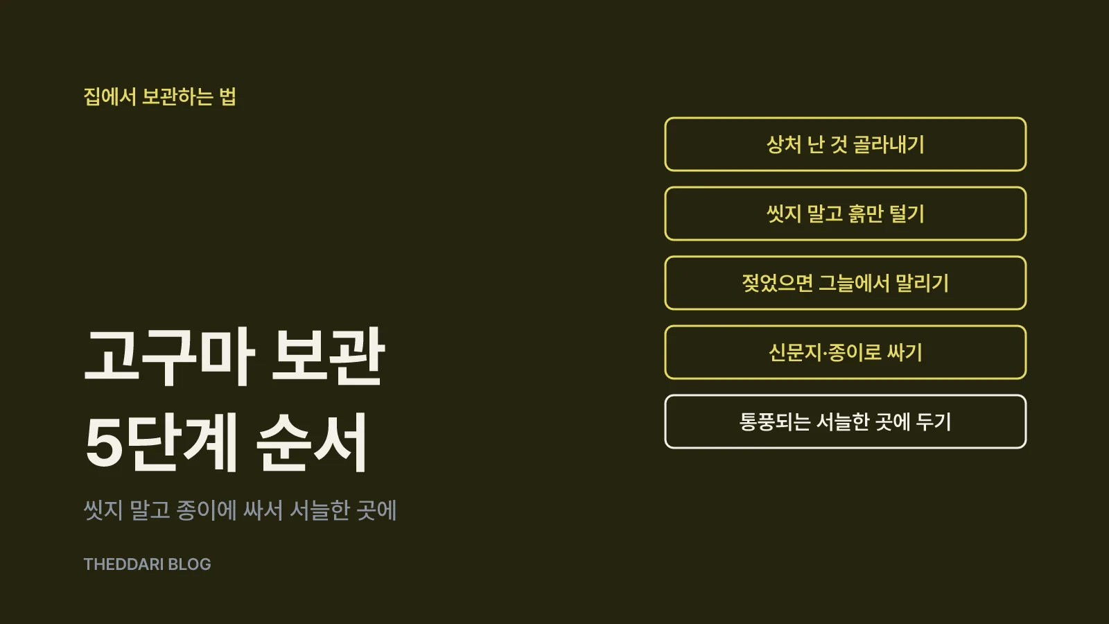 집에서 고구마 보관하는 5단계