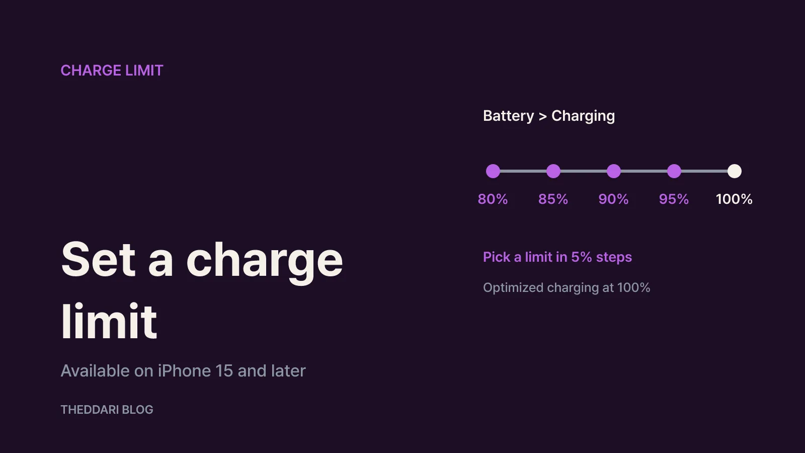 Charging settings that slow battery wear